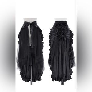 Belle Poque Bustle Frilly Black Women's Skirt Costume Pirate Steampunk